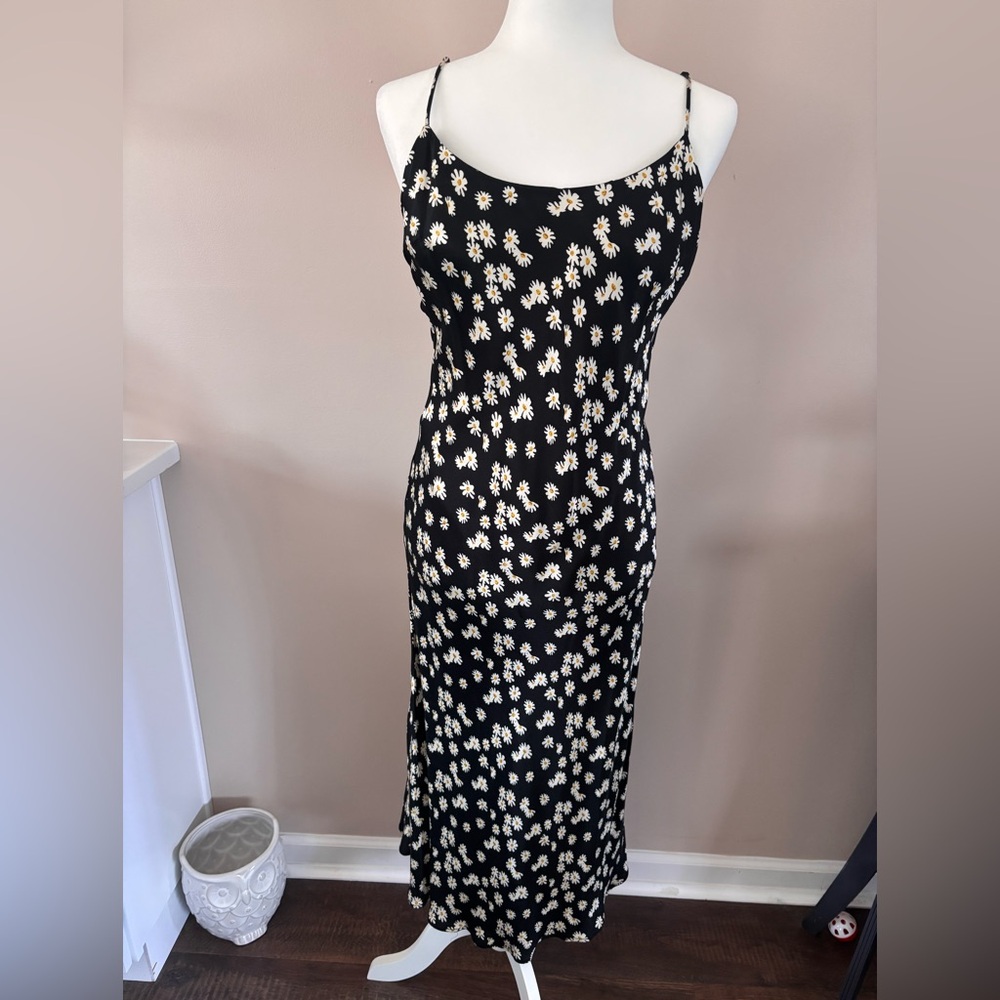 Bardot Black Daisy-Print Maxi Slip Dress